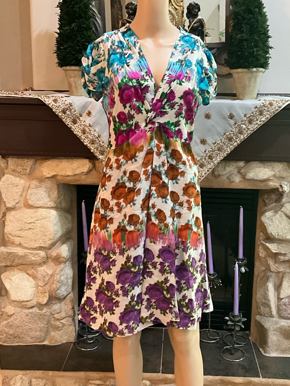 Nanette Lepore  Floral Multi-Color V-Neck Women’s Dress